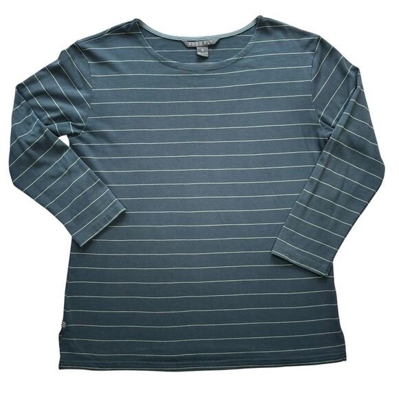 Free Fly Womens Bamboo Shoreline 3/4 Sleeve Top UPF 50 Blue Steel Sz Small - Picture 1 of 10